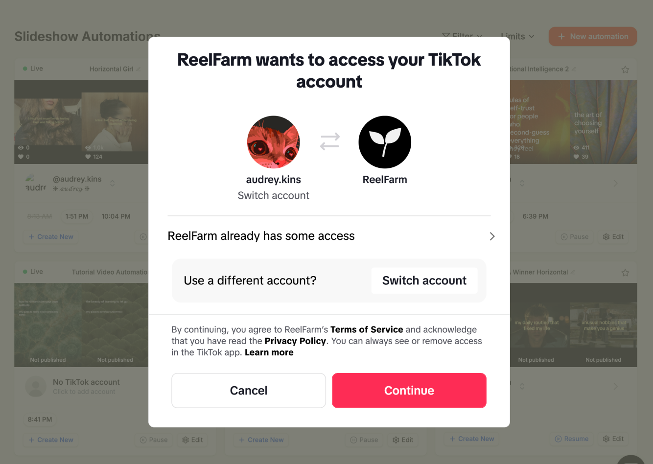 Connect your TikTok account